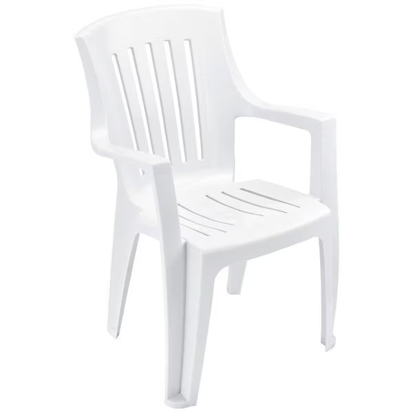 Outdoor Stacking Chair, Resin, White, Global Industrial, Mfr#: 695518