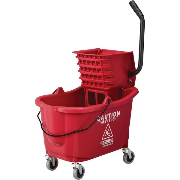 Mop Bucket and Wringer Combination, Red, Plastic, Global Industrial, Mfr#: 260594RD