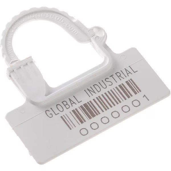 One Piece Padlock Seal, White, 100PK, Global Industrial, Mfr#: 670484WH