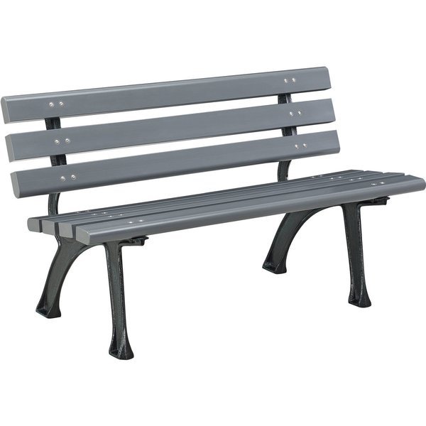 48L Plastic Park Bench With Backrest, Gray, Global Industrial, Mfr#: 240125GY