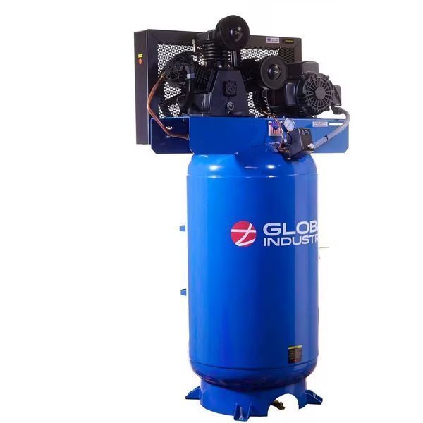 Two Stage Piston Air Compressor, 5 HP, 80 Gal., 1 Phase, 230V, Global Industrial, Mfr#: B2811234