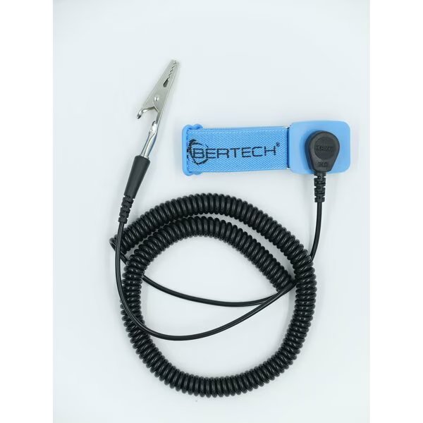ESD Anti-Static Fabric Adjustable Wrist Strap with 12' Cord, 1 Megohm Resistor, Blue, Bertech, Mfr#: AFWSB121M