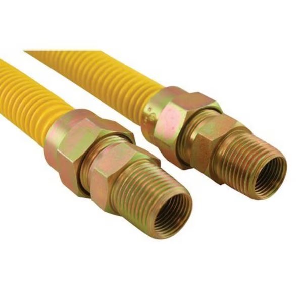 1/2" Gas Connector, Coated with Fitting, 1/2" MIP x 1/2" MIP x 18", Jones Stephens, Mfr#: G72108