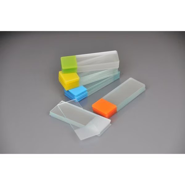MICROSCOPE SLIDE, SUPER GRADE, BEVELED, PURPLE 1END:1SIDE, 45° CORNER, PK 1440, Synthware, Mfr#: 0304-7121-09