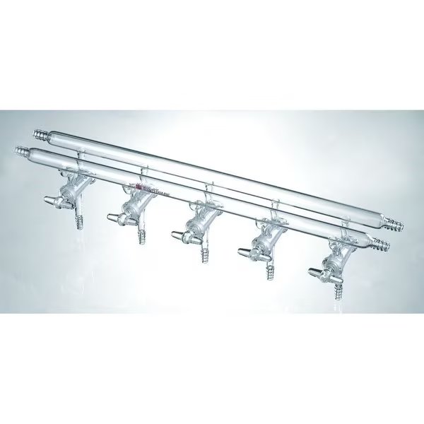 MANIFOLD, VACUUM/INERT GAS, ALL GLASS, 4 PORT, 375mm, 4 HOSE, Synthware, Mfr#: M411004