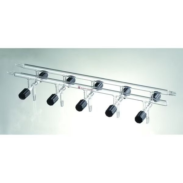 MANIFOLD, VACUUM/INERT GAS, DOUBLE, 4 PORT, 450mm, 3 HOSE., Synthware, Mfr#: M471004
