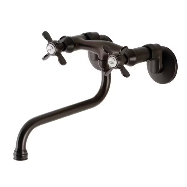 KS115ORB Adjustable Center Wall Mount Bathroom Faucet, Oil Rubbed Bronze, Kingston Brass, Mfr#: KS115ORB