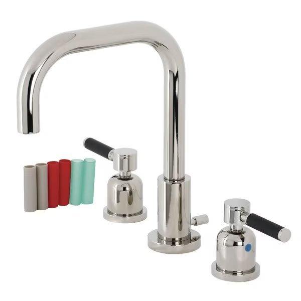 FSC8939DKL Kaiser Widespread Bathroom Faucet W/ Brass Pop-Up, Nickel, Kingston Brass, Mfr#: FSC8939DKL
