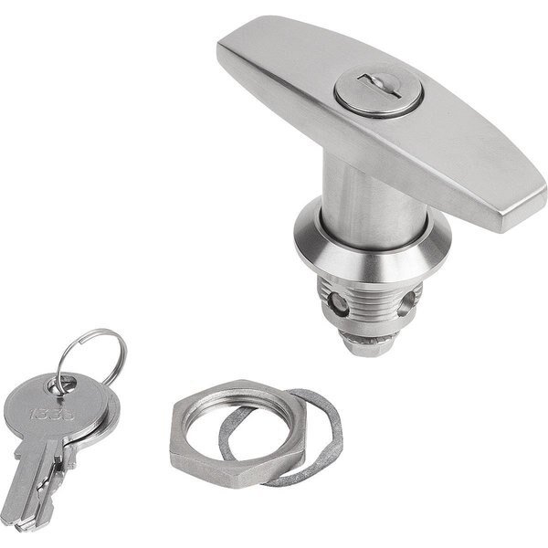 Quarter-Turn Lock, Single-Key System, H=18, D=32, Stainless Steel 1.4401, Kipp, Mfr#: K1356.2186