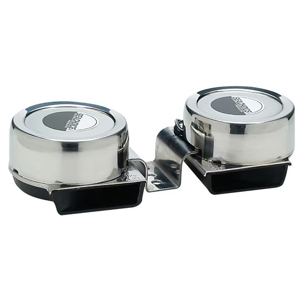 12V Compact Electric Horn, Double, 108 db, 7-3/4