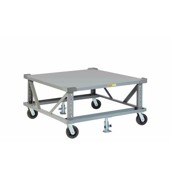 Adj. Height Mobile Pallet Stand, 40x48, Solid Deck, Load Retainers, Little Giant, Mfr#: PDSE40-6PH2FLLR