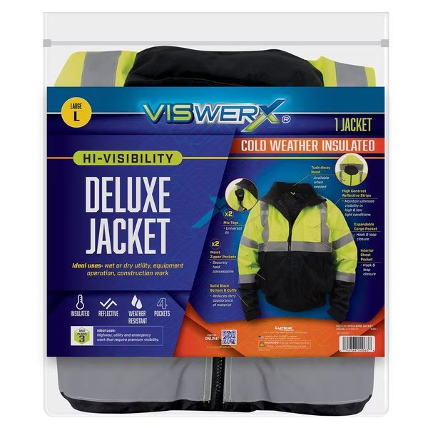 Hi-Vis Deluxe Cold Weather Jacket - ANSI CL2 LG, Viswerx, Mfr#: 127-22063