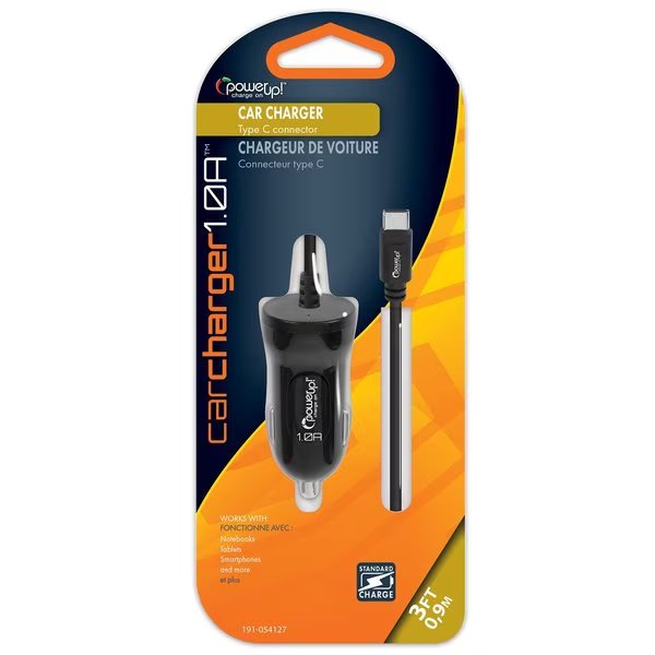 DC Car Charger 1.0a - Type C, Power Up!, Mfr#: 191-054127