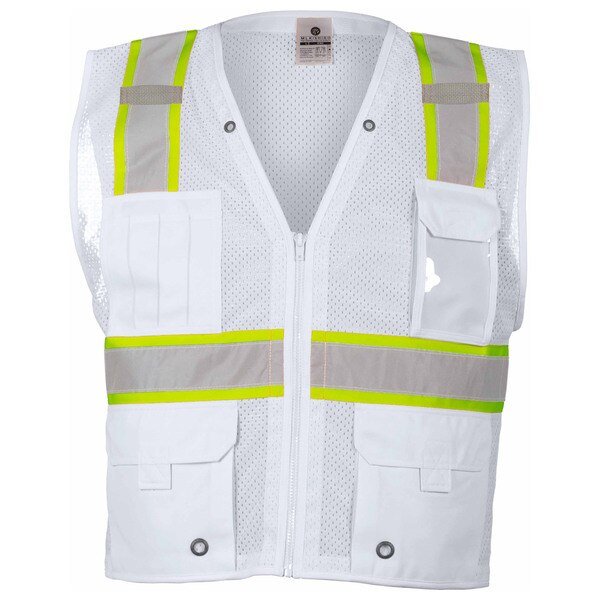 2X-3X White Enhanced Visibility Multi Pocket Vest, Kishigo, Mfr#: B105-2X-3X
