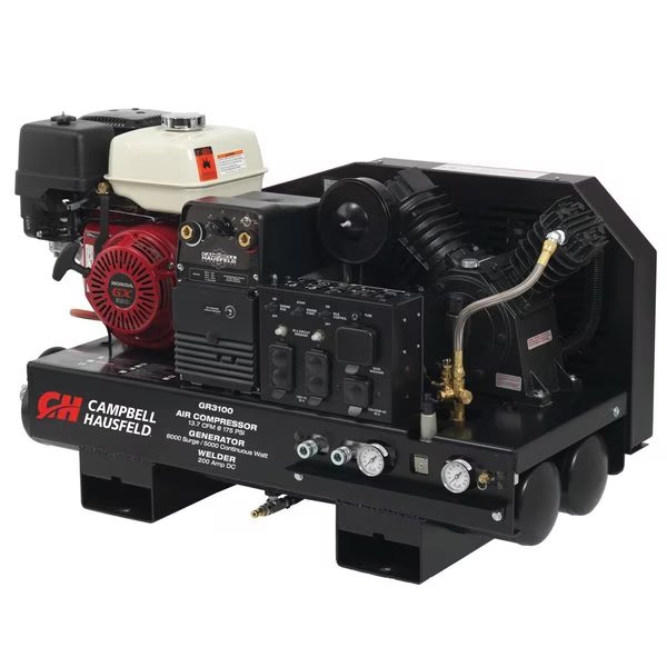 3 IN 1 COMPRESSOR/GENERATOR/WELDER - 10 GAL. STATIONARY GAS HONDA GX390 COMPRESSOR, 5000W, Campbell Hausfeld, Mfr#: GR3100