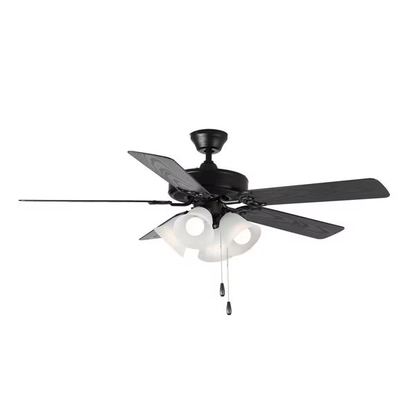 Basic-Max 52 Black Fan LED 4-Light BK/W Blades, Maxim Lighting, Mfr#: 89907FTBKWP