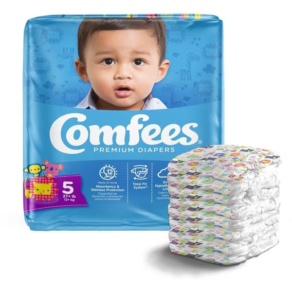 Comfees Baby Diaper Size 5, Over 27 lbs, PK 27, Comfees, Mfr#: CMF-5