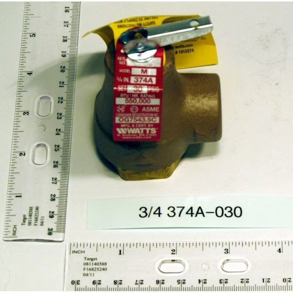 374A-3/4 Relief Valve 3/4" 30, Watts, Mfr#: 374A-3/4