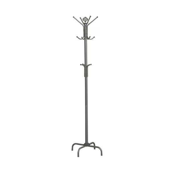 Coat Rack, Hall Tree, Free Standing, 12 Hooks, Entryway, 70"H, Bedroom, Metal, Grey, Contemporary, Monarch Specialties, Mfr#: I 2007