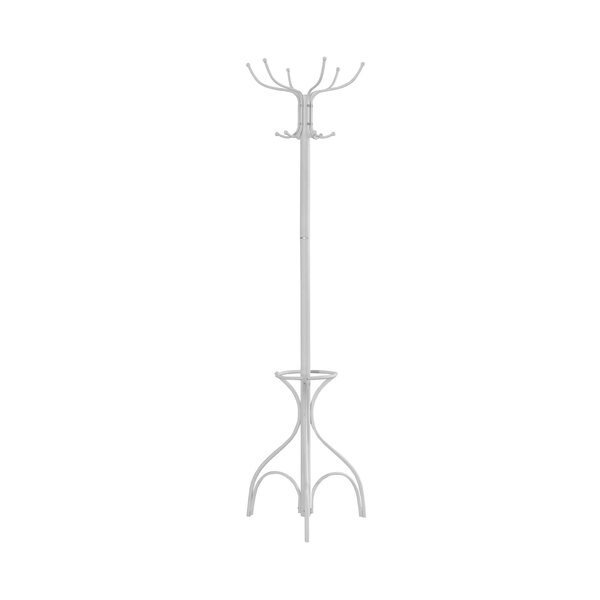 Coat Rack, Hall Tree, Free Standing, 12 Hooks, Entryway, 70"H, Bedroom, Metal, White, Monarch Specialties, Mfr#: I 2030