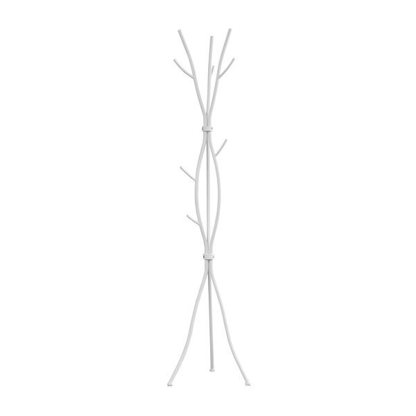 Coat Rack, Hall Tree, Free Standing, 11 Hooks, Entryway, 74"H, Bedroom, Metal, White, Contemporary, Monarch Specialties, Mfr#: I 2063