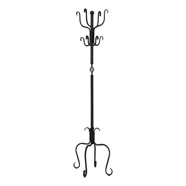 Coat Rack, Hall Tree, Free Standing, 8 Hooks, Entryway, 74"H, Bedroom, Metal, Black, Transitional, Monarch Specialties, Mfr#: I 2065