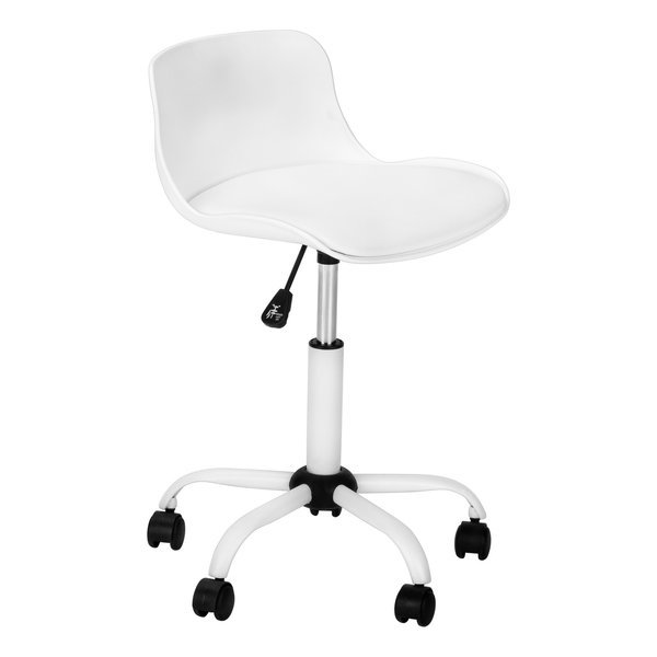 Office Chair, Adjustable Height, Swivel, Ergonomic, Computer Desk, Work, Juvenile, Metal, White, Monarch Specialties, Mfr#: I 7463