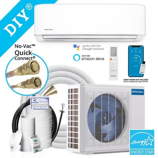 MrCool 4th Generation DIY 18K BTU, 22 SEER Ductless Heat Pump System, Mrcool, Mfr#: DIY-18-HP-WM-230C25