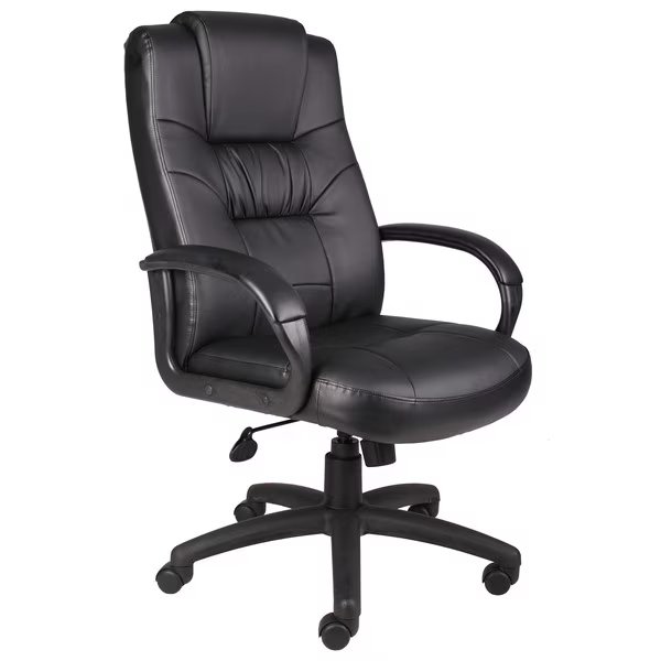 Leather Executive Chair, Padded Arms, Boss, Mfr#: B7501