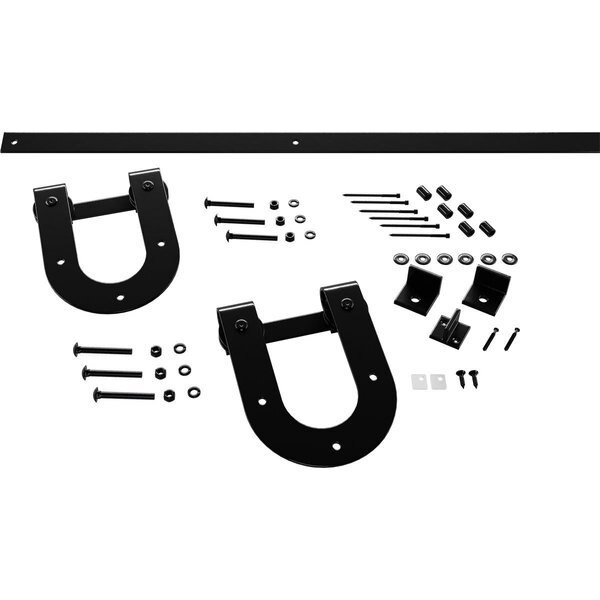 Premium Horseshoe Barn Door Hardware Set w/ 8' Track for 2 1/4