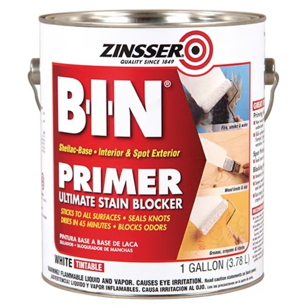 1 Gal White B-I-N Shellac-Base Interior/Exterior Primer, Zinsser, Mfr#: 00901