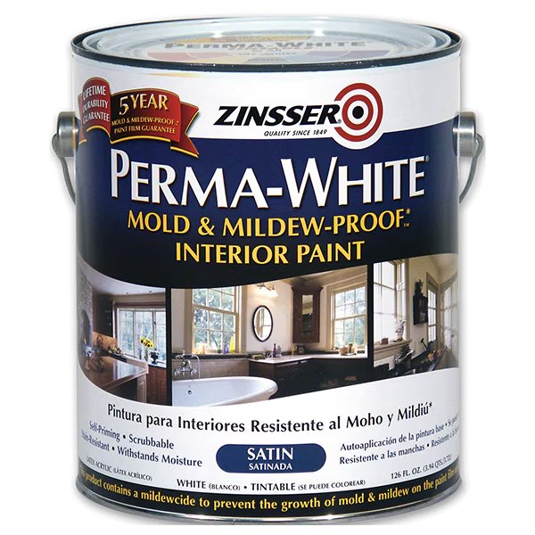 Interior Paint, Satin, White, 12 oz, Zinsser, Mfr#: 02711