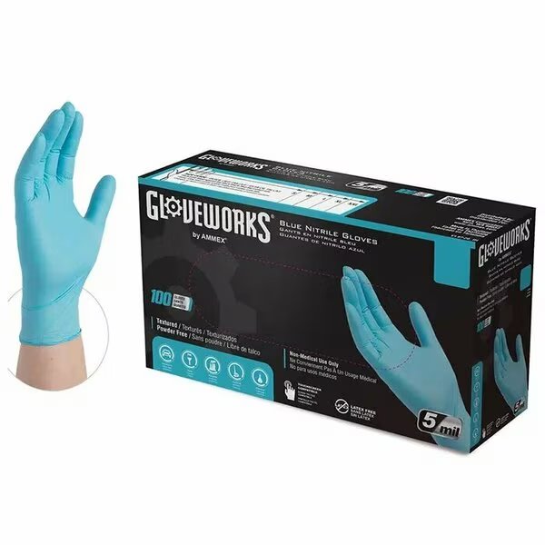 INPF, Nitrile Disposable Gloves, 5 mil Palm, Nitrile, Powder-Free, XL, 100 PK, Blue, Gloveworks, Mfr#: INPF48100