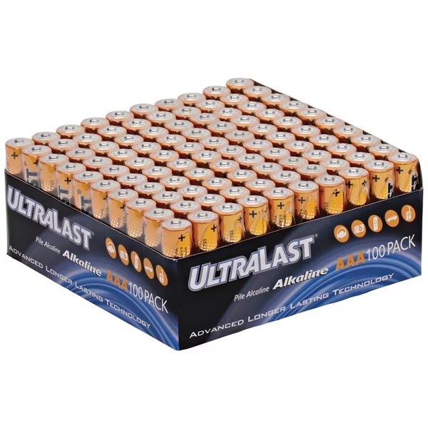 AAA Alkaline Battery, 100 PK, Ultralast, Mfr#: ULA100AAAB