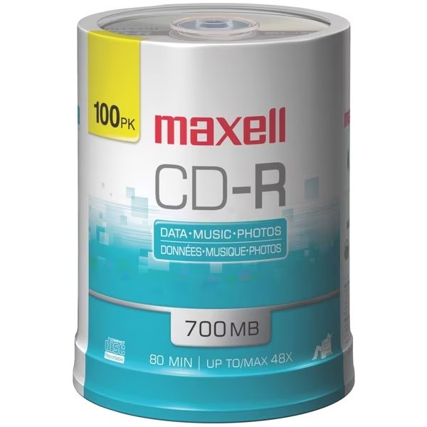 Digital 700MB 80-Minute CD-R 100pcs Spindle, Maxell, Mfr#: 648200 - CDR80100S