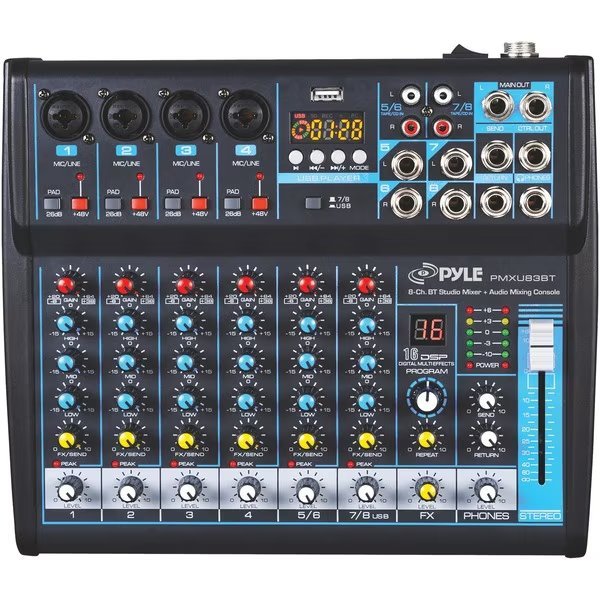 Bluetooth Studio Mixer (8-Channel), Pyle, Mfr#: PMXU83BT