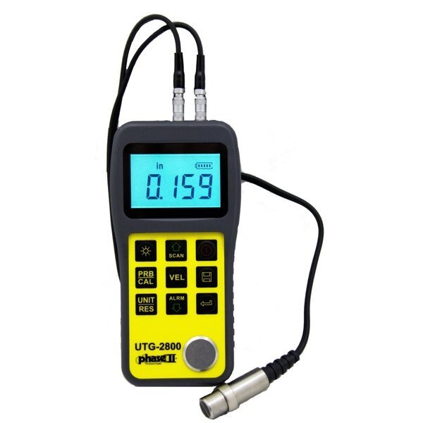 Ultrasonic Thickness Gauge, Basic, 5Mhz, Inch/Metric, Memory, Software, Phase Ii, Mfr#: UTG-2800