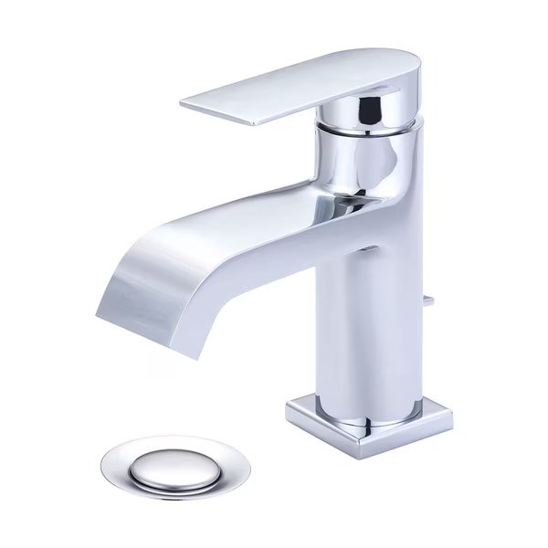 Single Handle Lavatory Faucet, Compression Hose, Single Hole, Chrome, Handle Style: Lever, Olympia Faucets, Mfr#: L-6090
