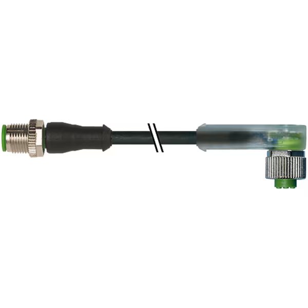 M12 MALE 0° / M12 FEMALE 90° LED, PUR 4X0.34 black ROBOT, drag ch 1m, Murr Elektronik, Mfr#: 7000-40341-6540100