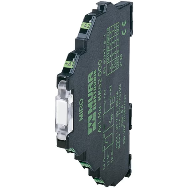 MIRO 6.2 24VDC-1S OUTPUT RELAY, IN: 24 VDC - OUT: 250 VAC/DC 6 A, 1 NO, Murr Elektronik, Mfr#: 6652002