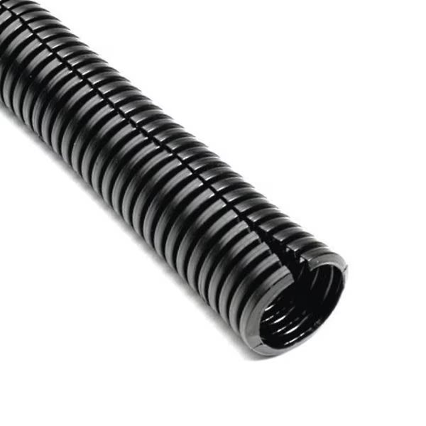 1in. Wire Loom, Black 125 Degrees C Nylon Split Sleeving, 12 ft Length, Remington Industries, Mfr#: 1NYBLA12