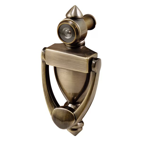 Door Knocker and Viewer, Diecast Construction, Antique Brass Finish Single Pack, Prime-Line, Mfr#: S 4235