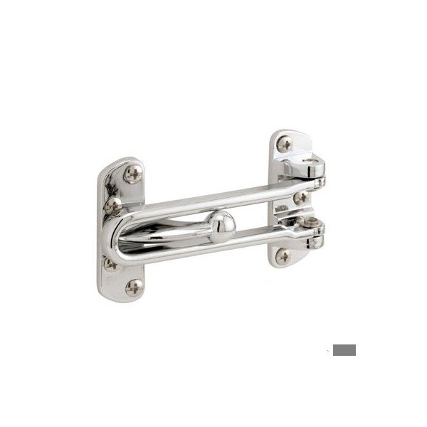 Diecast Security Swing Bar Lock for Hinged Swing-In Doors, 3-7/8 Inch L Bar by 2-1/2 In H, Chrome
