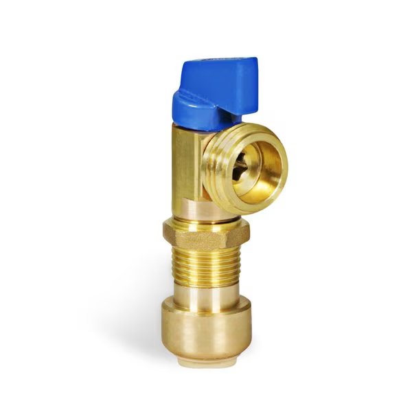 Washing Machine Replacement Valve 1/2" Push-Fit Inlet x 3/4" MHT Outlet, Brass, For Cold Water Supply, Everflow, Mfr#: 541U