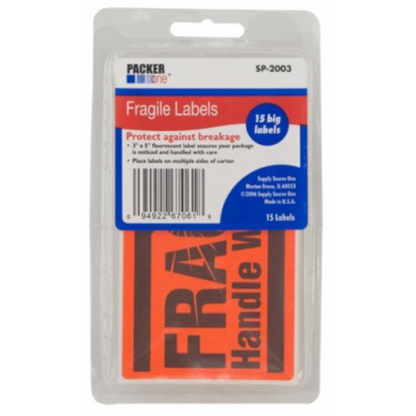 25Ct 3X5 Fragilesticker, Schwarz Supply Source, Mfr#: SP-2003