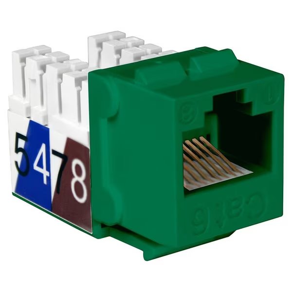 Cat6 Slim-Style 90 Degree Keystone Jacks, 8P8C - Green, Quest Technology International, Mfr#: NKJ-6506