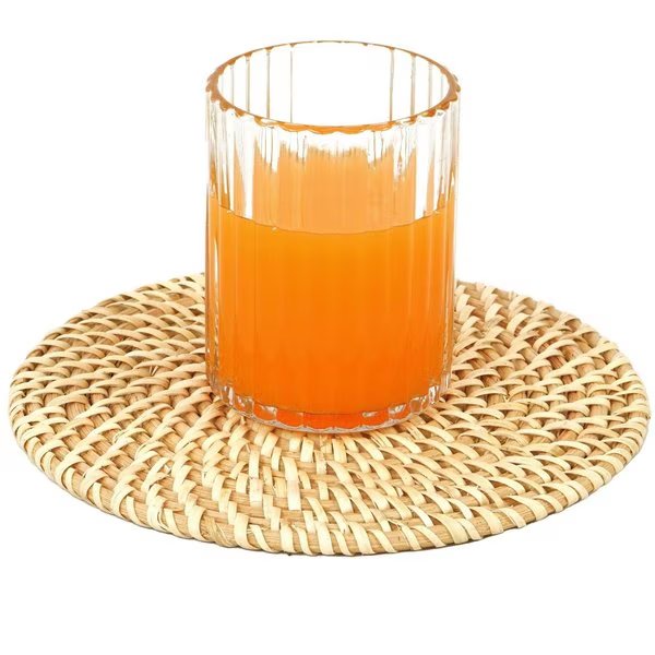 Decorative Round 15'' Natural Woven Handmade Rattan Placemats, PK 4, Vintiquewise, Mfr#: QI004239-15