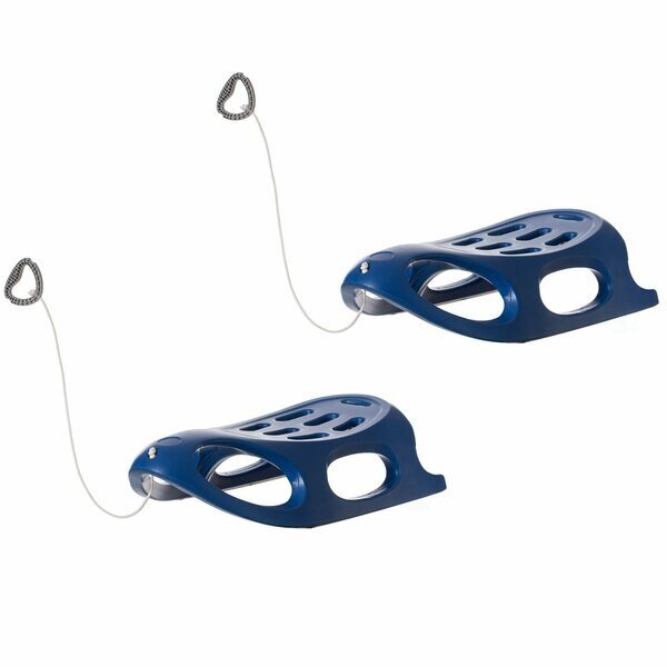 Outdoor Snow Sleigh Ice Sled Toy, Two Rider, Solid Hard Plastic with Pull Rope, Blue Set of 2, Shpilmaster, Mfr#: QI004217.BL.2