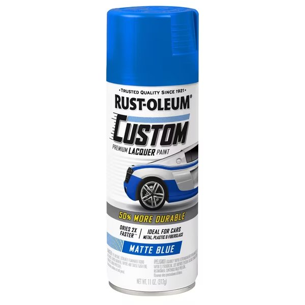 Automotive Premium Custom Lacquer Spray Paint, Matte Blue, 11 oz., Rust-Oleum, Mfr#: 311485