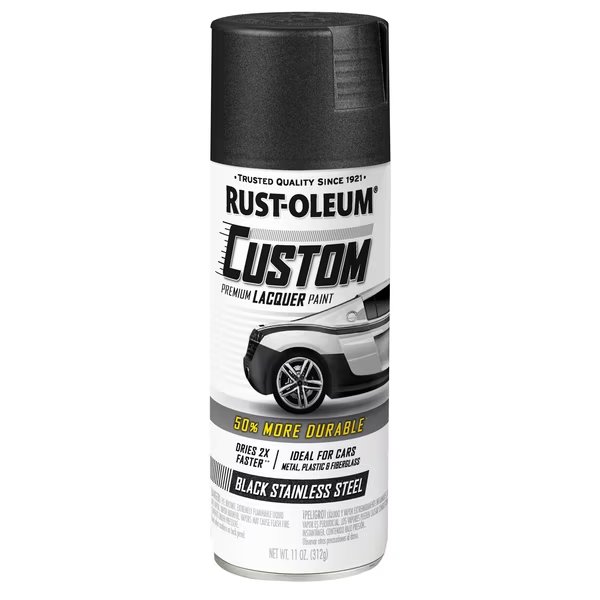 Automotive Premium Custom Lacquer Spray Paint, Metallic Black Stainless Steel, 11 oz., Rust-Oleum, Mfr#: 323354